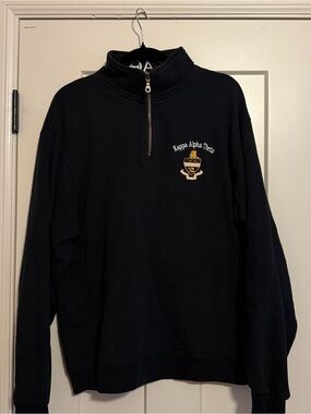 Kappa Alpha Theta Sorority Embroidered Crest Black Quarter Zip Pullover